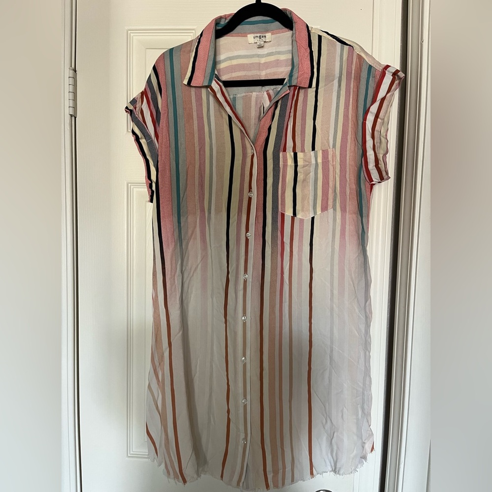 Umgee Multicolor Striped Shirt Dress